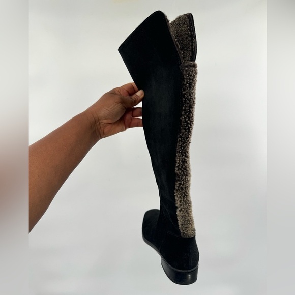 Stuart Weitzman black suede fur lined riding boots with zip size 8M - Picture 10 of 10